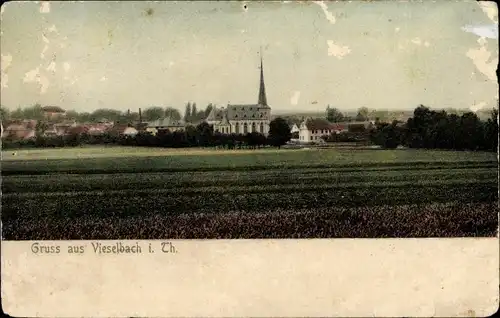 Ak Vieselbach Erfurt in Thüringen, Gesamtansicht, Kirche
