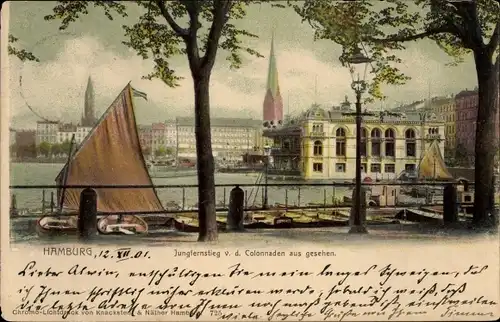 Ak Hamburg Mitte Neustadt, Jungfernstieg, von den Colonnaden aus gesehen
