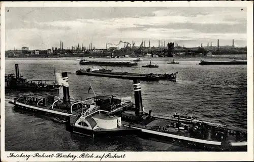 Ak Homberg Ruhrort Duisburg im Ruhrgebiet, Blick auf Ruhrort, Schiffe