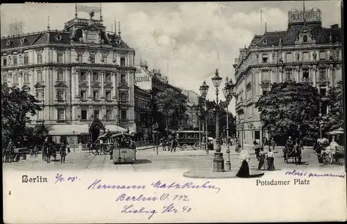 Ak Berlin Tiergarten, Potsdamer Platz, Straßenbahn