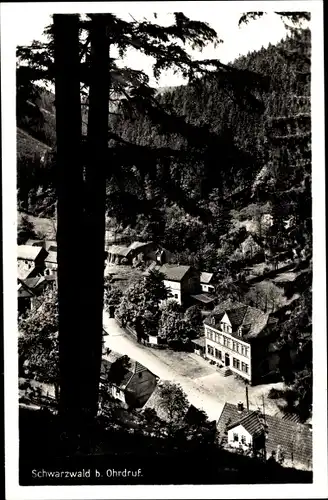 Ak Schwarzwald im Thüringischen Kreis Gotha, Blick auf Ortschaft und Umgebung
