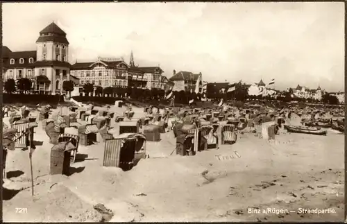 Ak Seebad Binz auf Rügen, Strandpartie