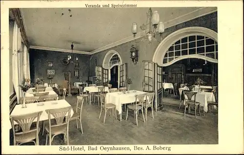 Ak Bad Oeynhausen in Westfalen, Veranda, Speisezimmer, Süd-Hotel