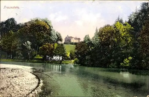 Ak Traunstein in Oberbayern, Gewässer, Schloss