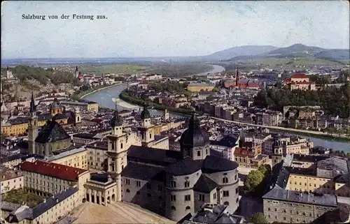 Ak Salzburg in Österreich, Panorama, Blick von der Festung