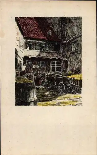 Künstler Ak Lark, B., Cheb Eger Reg. Karlsbad, Hof zum ewigen Licht