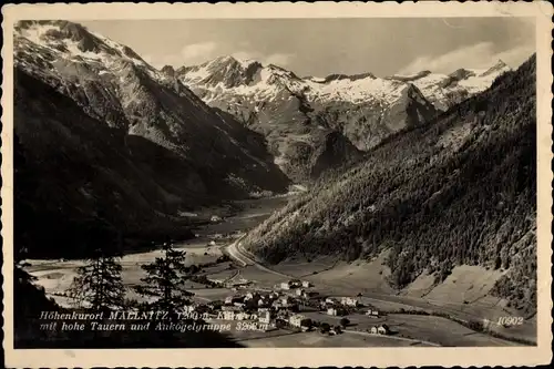 Ak Mallnitz in Kärnten, Ortspanorama, hohe Tauern, Ankogelgruppe, Gebirge