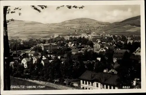 Ak Kraslice Graslitz Räumertal Reg. Karlsbad, Teilansicht, obere Stadt