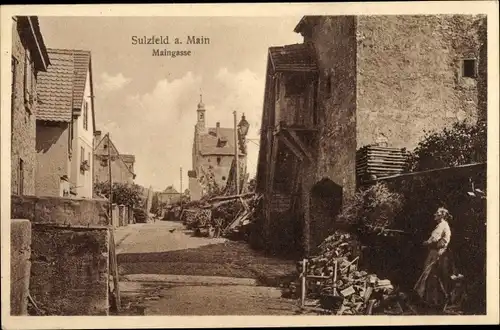 Ak Sulzfeld am Main im Kreis Kitzingen, Blick in die Maingasse, zerstörte Häuser