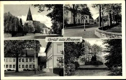 Ak Heepen Bielefeld, Straßenpartie, Kirche, Denkmal, Gebäude