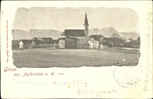 Ak Aufkirchen Berg am Starnberger See Oberbayern, Teilansicht mit Kirche