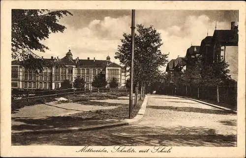 Ak Mittweida in Sachsen, Schulstraße mit Schule