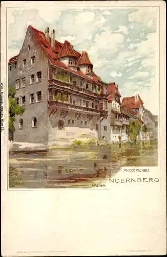 Künstler Litho Mutter, K., Nürnberg in Mittelfranken Bayern, An der Pegnitz