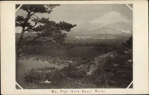 Ak Japan, Mount Fuji mit Shoji Hotel