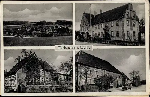 Ak Merlsheim Nieheim in Westfalen, Teilansicht, Schloss