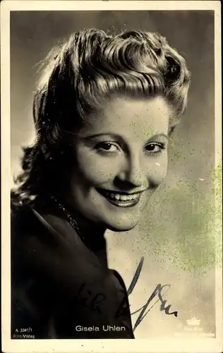 Ak Schauspielerin Gisela Uhlen, Portrait, Ross Verlag A 3341 1, Tobis Film, Autogramm