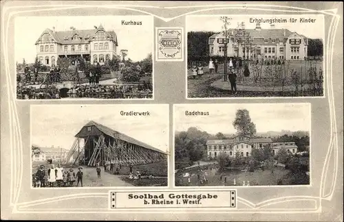 Ak Rheine in Westfalen, Kur- und Badehaus Gottesgabe, Gradierwerk, Kindererholungsheim