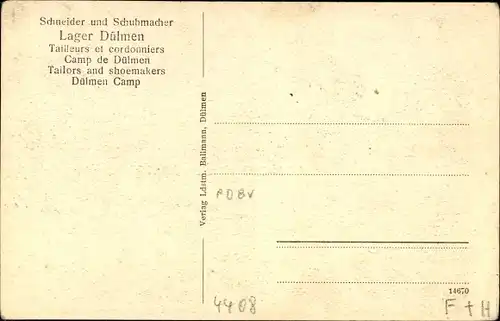 Ak Dülmen im Münsterland Westfalen, Kriegsgefangenenlager, Schneider, Schuhmacher