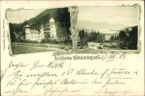 Ak Tegernsee in Oberbayern, Schloss Wotansquell, Panorama