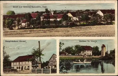 Ak Gimmel Trebula Schmölln in Thüringen, Gesamtansicht, Dampfmolkerei, Gasthaus Th. Schulze