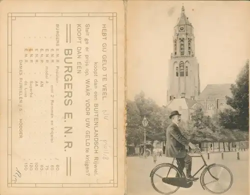 Klapp Landkarten Arnhem Gelderland Niederlande, Große Kirche, Mann auf Fahrrad, Reklame Burgers