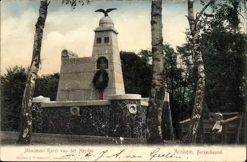 Ak Arnhem Gelderland Niederlande, Berkenheuvel, Monument Karel van der Heyden