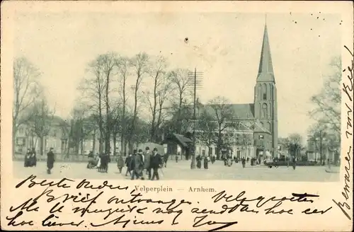 Ak Arnhem Gelderland Niederlande, Velperplein, Kirche