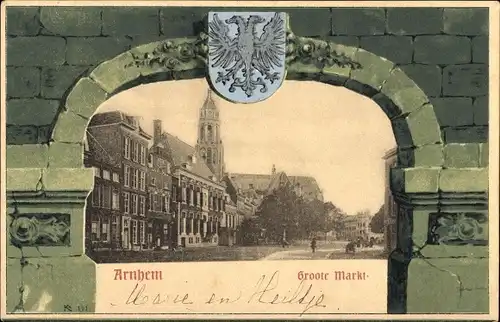 Passepartout Ak Arnhem Gelderland Niederlande, Großer Markt