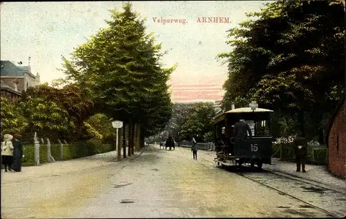 Ak Arnhem Gelderland Niederlande, Velperweg, Tram 15