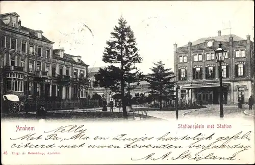 Ak Arnhem Gelderland Niederlande, Stationsplein, Bahnhof