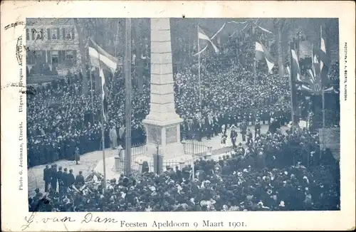 Ak Apeldoorn Gelderland, Denkmal, Festakt 9. März 1901
