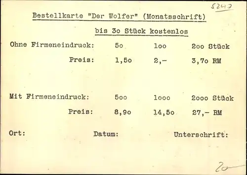 Ak Betzdorf an der Sieg, Reklame, Wolf-Geräte-Fabrik GmbH, Bestellkarte Der Wolfer