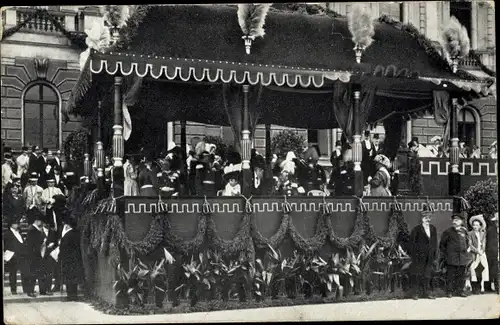 Studentika Ak Leipzig in Sachsen, Universitäts-Jubelfeier 1909, historischer Festzug, Tribüne