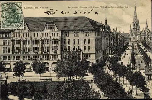 Ak Berlin Charlottenburg, Kaufhaus des Westens, Tauentzienstraße, Kaiser Wilhelm Gedächtniskirche