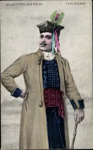 Ak Volkstypen aus Polen, Mann in Tracht