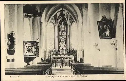 Ak Martigny les Bains Lothringen Vogesen, Innenraum der Kirche