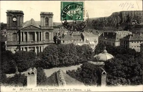 Ak Belfort Beffert Beffort Territoire de Belfort, Kirche Saint Christophe, Schloss