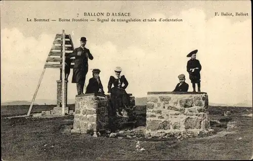 Ak Ballon d'Alsace Vosges, Der Gipfel, Grenzmarkierung, Triangulationssignal