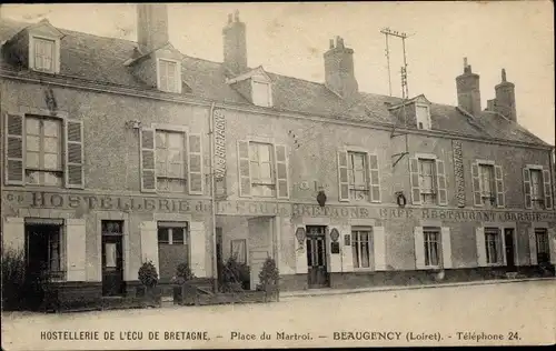 Ak Beaugency Loiret, Place du Martroi, Hostellerie de l'Ecu de Bretagne