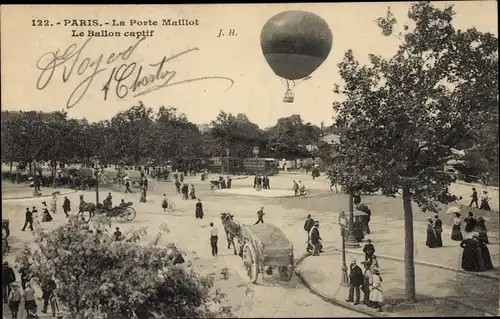 Ak Paris XVI., Porte Maillot, der Fesselballon