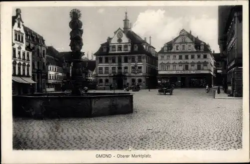 Ak Gmünd in Niederösterreich, Oberer Marktplatz, Brunnen