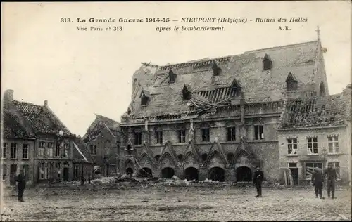 Ak Nieuwpoort Westflandern, bombardierte Häuser