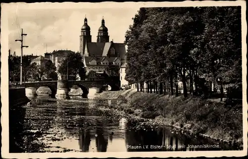 Ak Plauen im Vogtland, Elster, Johanniskirche