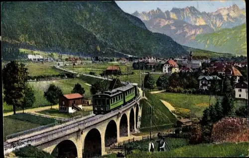 Ak Mittenwald in Oberbayern, Partie an der neuen Bahn, Panorama