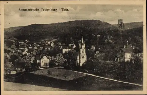 Ak Tautenburg in Thüringen, Ortsansicht, Turm, Kirchturm