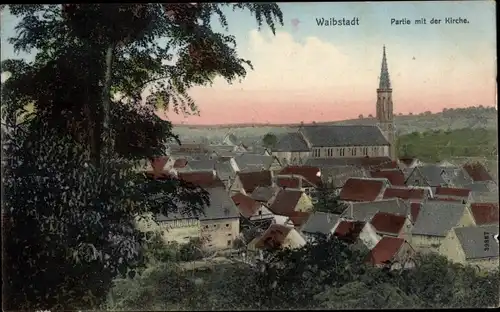 Ak Waibstadt in Baden, Ortsansicht, Kirche