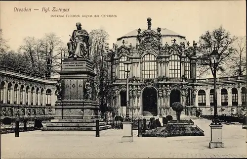 Ak Dresden Altstadt, Königlicher Zwinger, Denkmal Friedrich August der Gerechten