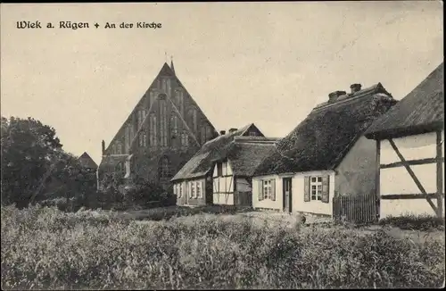 Ak Wiek auf der Insel Rügen, Kirche, Wohnhäuser