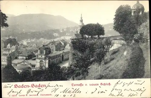 Ak Baden Baden am Schwarzwald, Terrasse, Neues Schloss