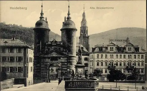 Ak Heidelberg am Neckar, Alte Brückentürme, Denkmal